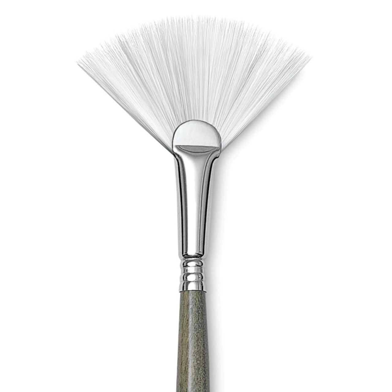 Escoda Perla Toray White Synthetic Brush - Fan, Long Handle, Size 4